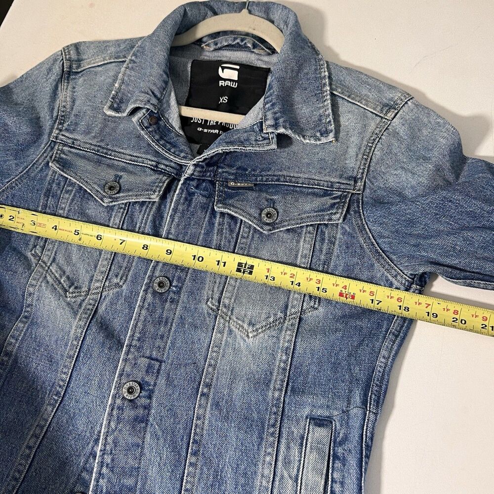 G Star Denim Jacket Mens XS Blue Distressed Deconstructed 3D Slim Fit - Picture 6 of 8